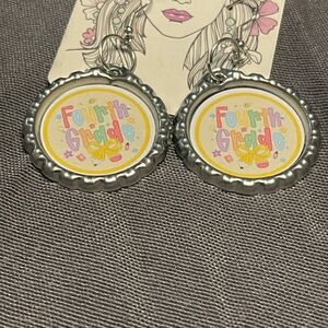 Fourth Grade Bottle Cap Earrings